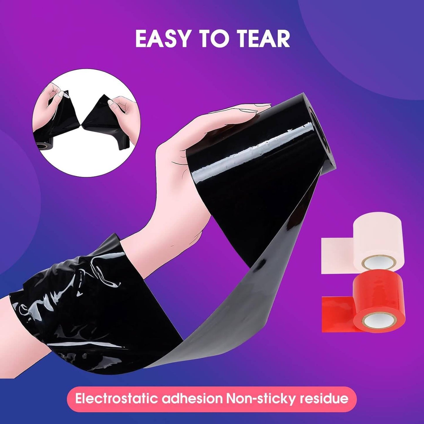3 Rolls Electrostatic Tape with Blindfold for BDSM Games