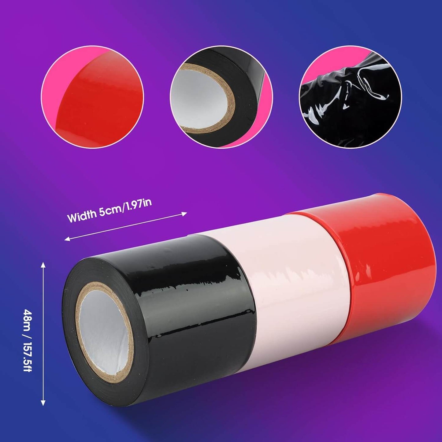 3 Rolls Electrostatic Tape with Blindfold for BDSM Games