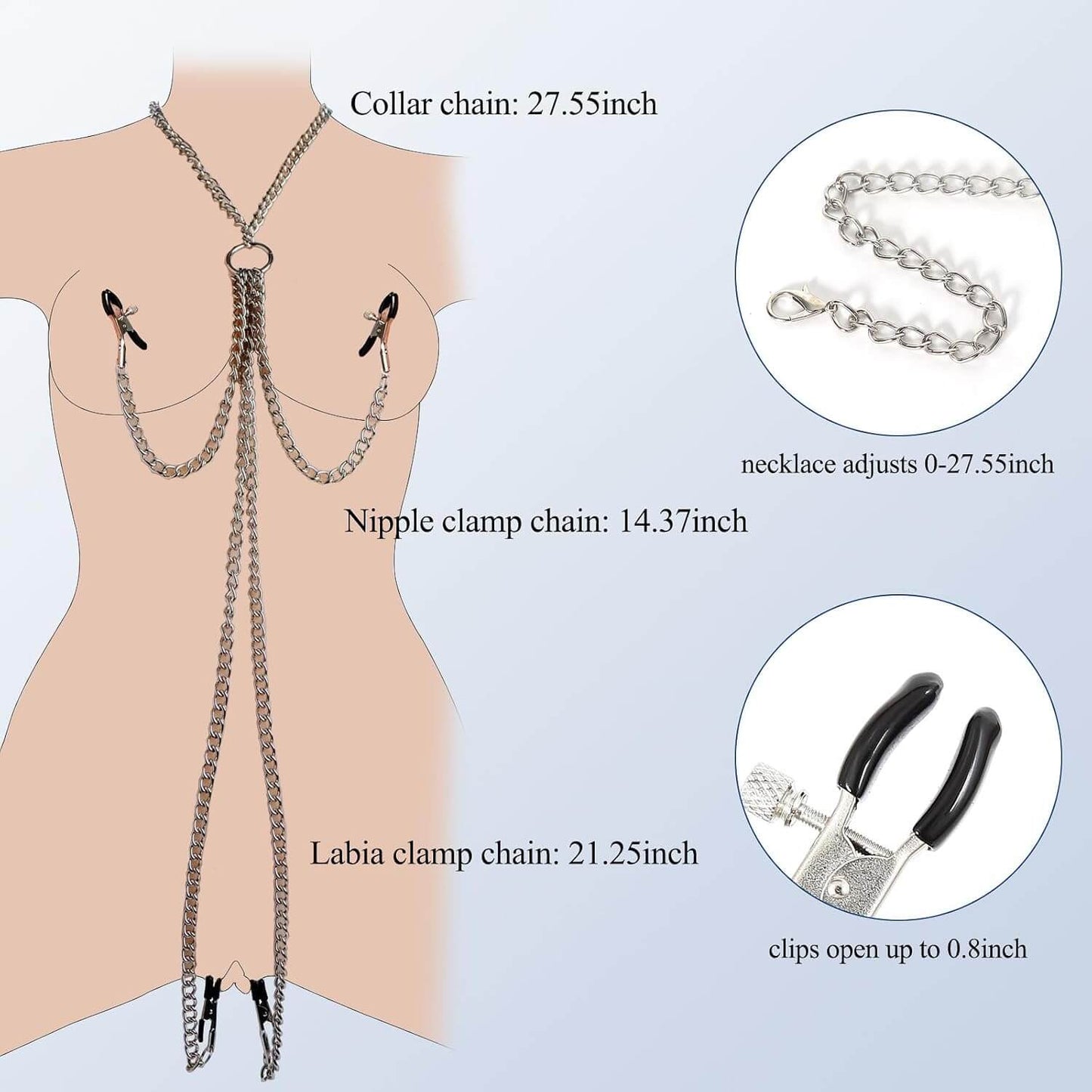 Sexy Nipple & Pussy Clamps with Chain