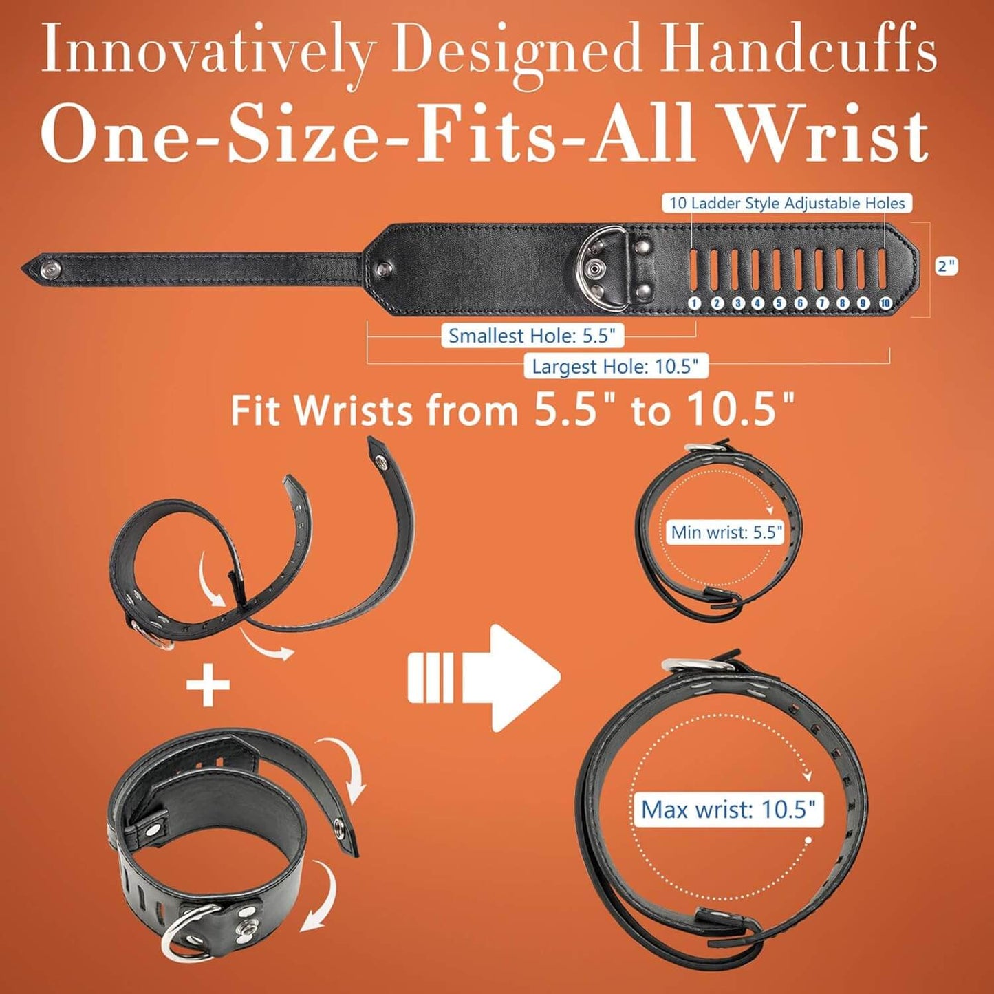Wrist Cuffs Bed Restraints Neck-To-Thigh Set