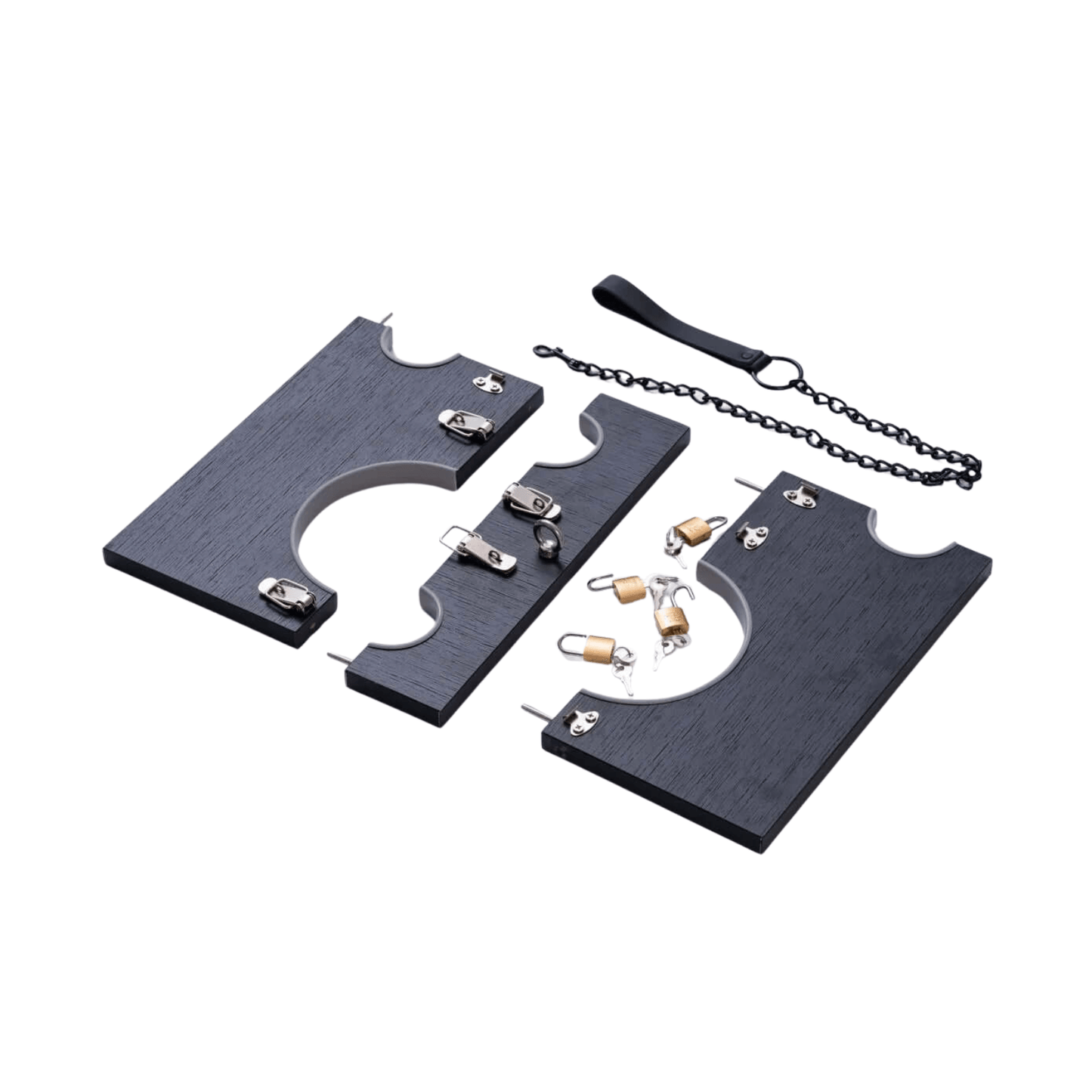 Wooden Handscuffs Shackles Slave Training Restraint Props Neck Binding