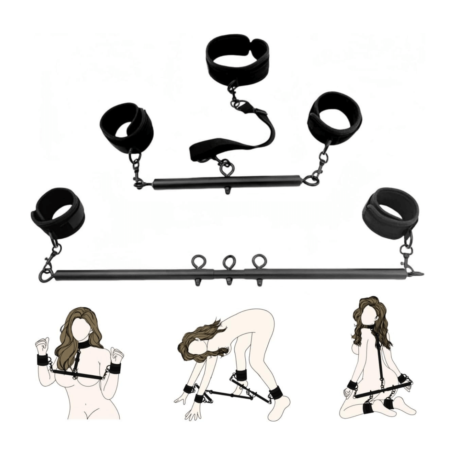 Spreader Bar Set with Wrist Ankle Neck Collar