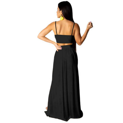 Sexy Chiffon Strap Split Maxi Dress