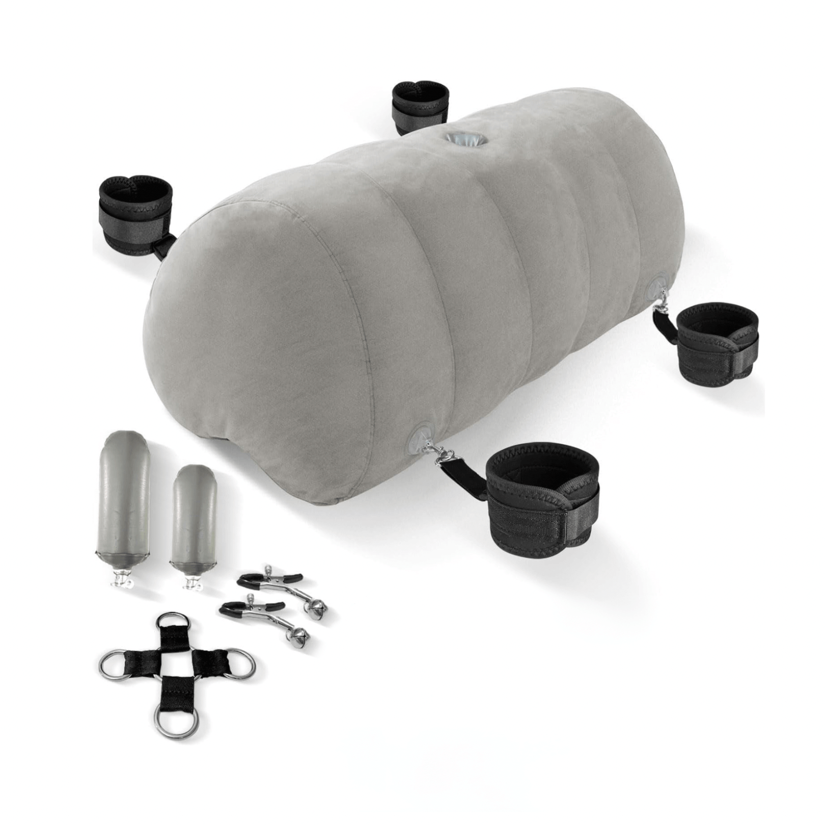 Heart Shaped Inflatable Cushion w/ Cuffs for versatile bedroom fun, easy-clean material, and seductive design by Club69.