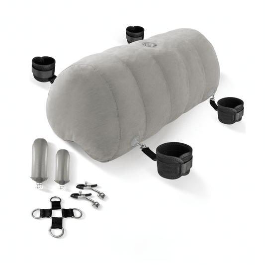 Heart Shaped Inflatable Cushion w/ Cuffs for versatile bedroom fun, easy-clean material, and seductive design by Club69.