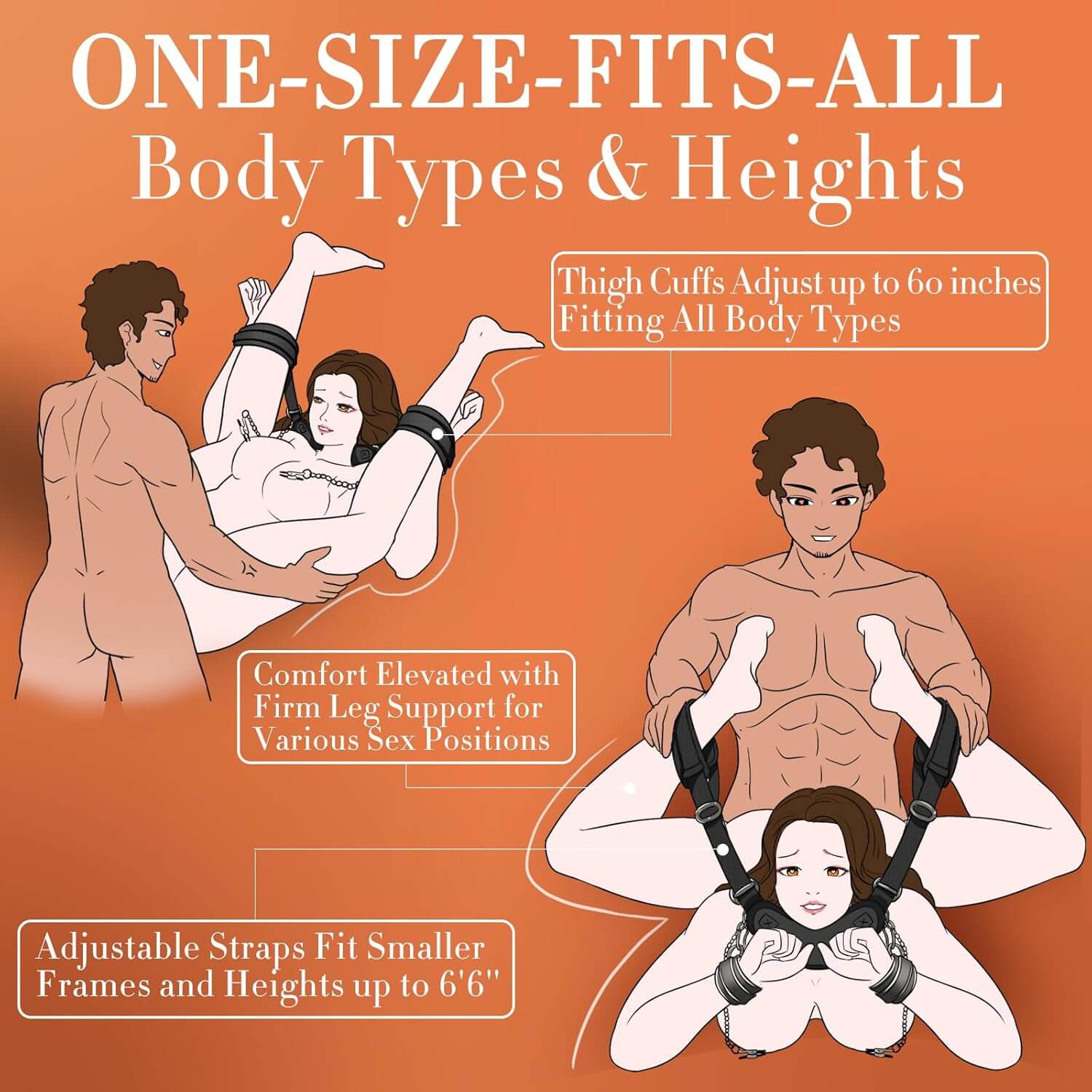 Wrist Cuffs Bed Restraints Neck-To-Thigh Set