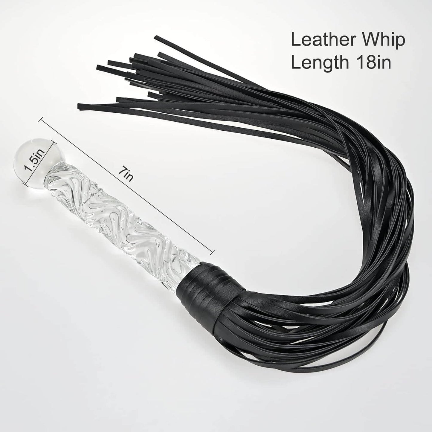 Leather Whip with Glass Pleasure Wand Fetish