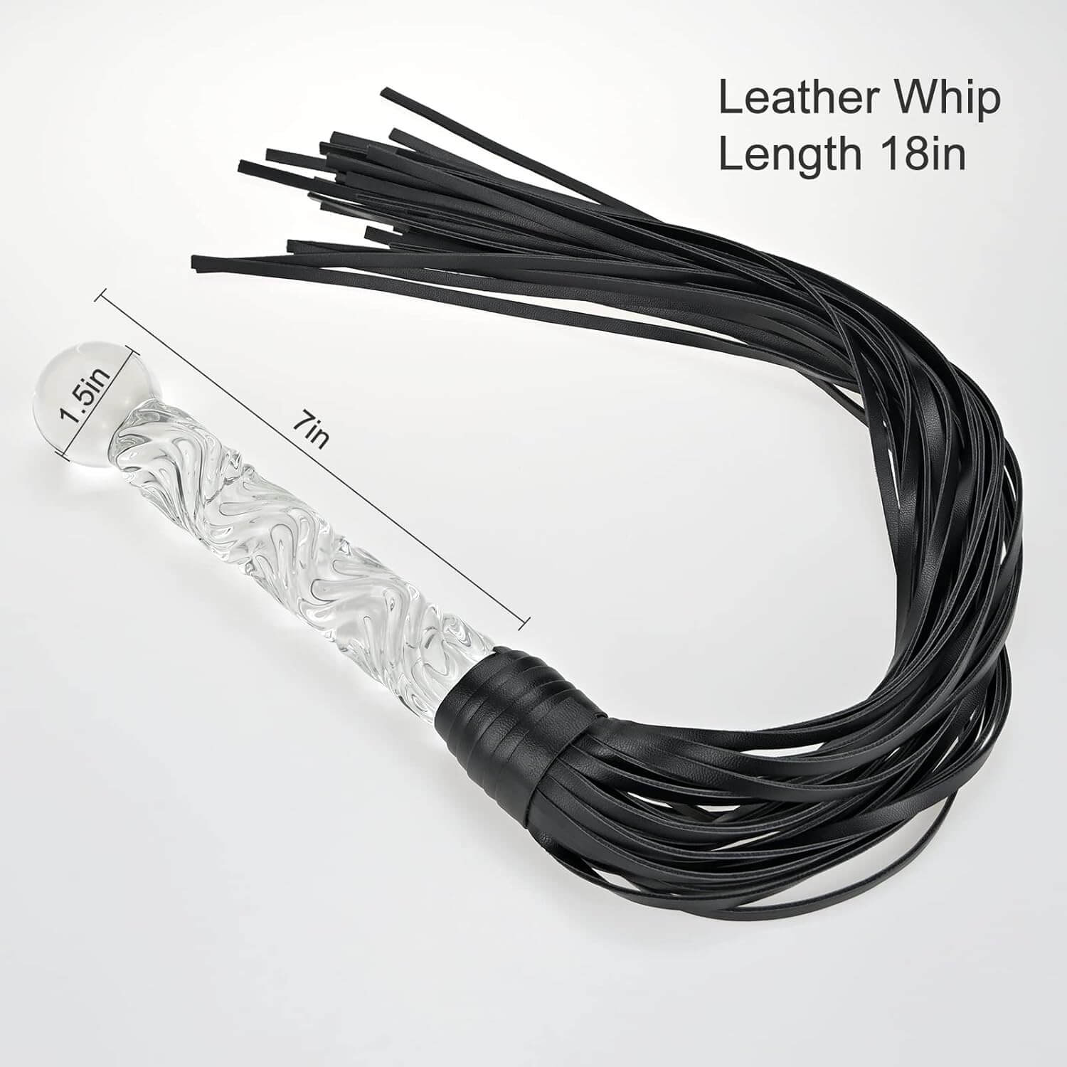 Leather Whip with Glass Pleasure Wand Fetish