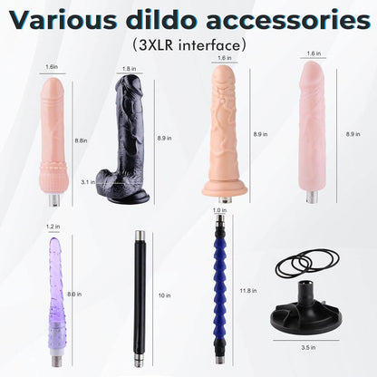 AUXFUN Sex Machine Love Machine Fuck Machine with Suction Cup Adapter,Automatic Dildo Machine Thrusting Machine with 3 XLR Connector,Fucking Machine Couple Sex Toys 8 Attachments for Male and Female