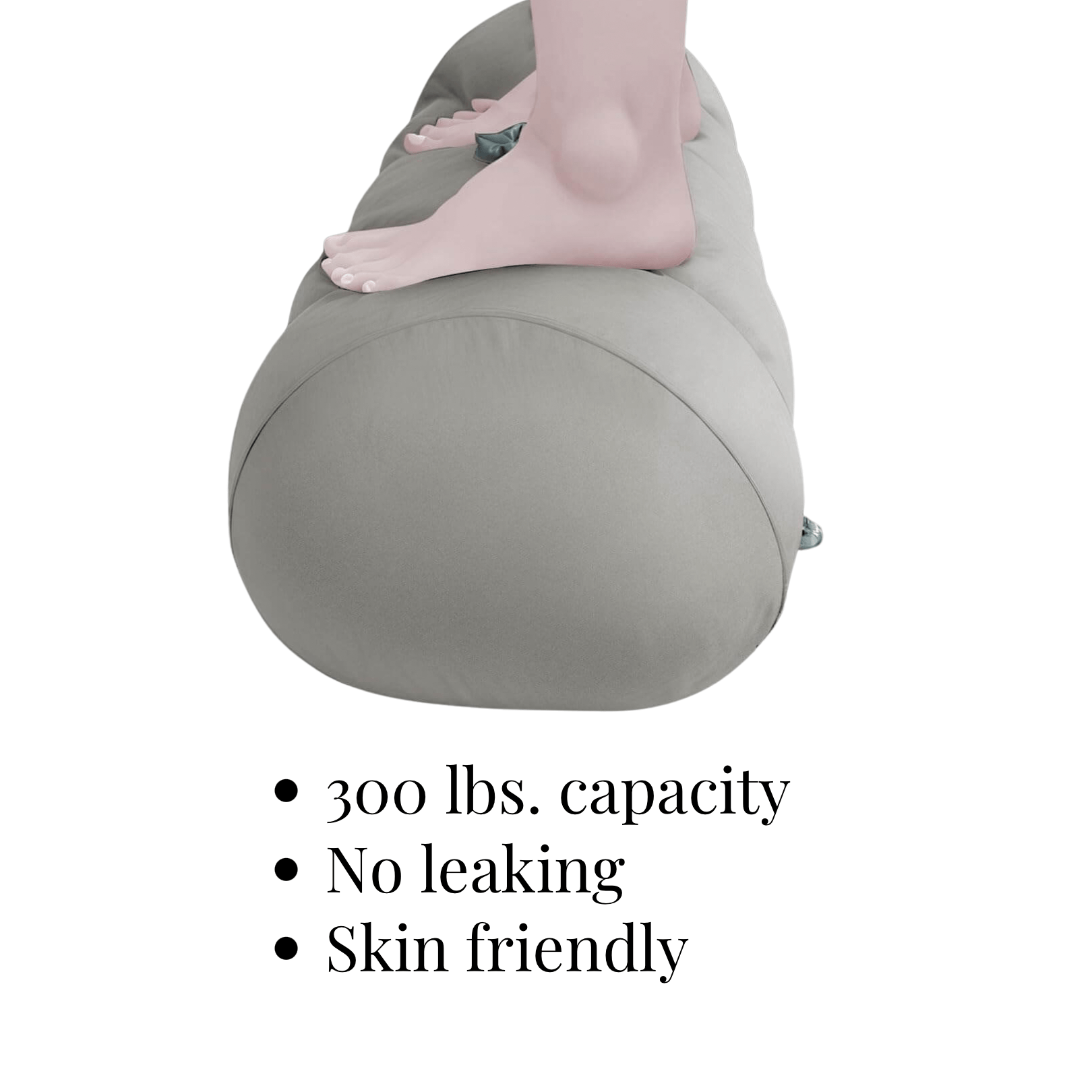 Heart shaped inflatable cushion with cuffs, 300 lbs capacity, leak-proof, skin-friendly for versatile bedroom fun.