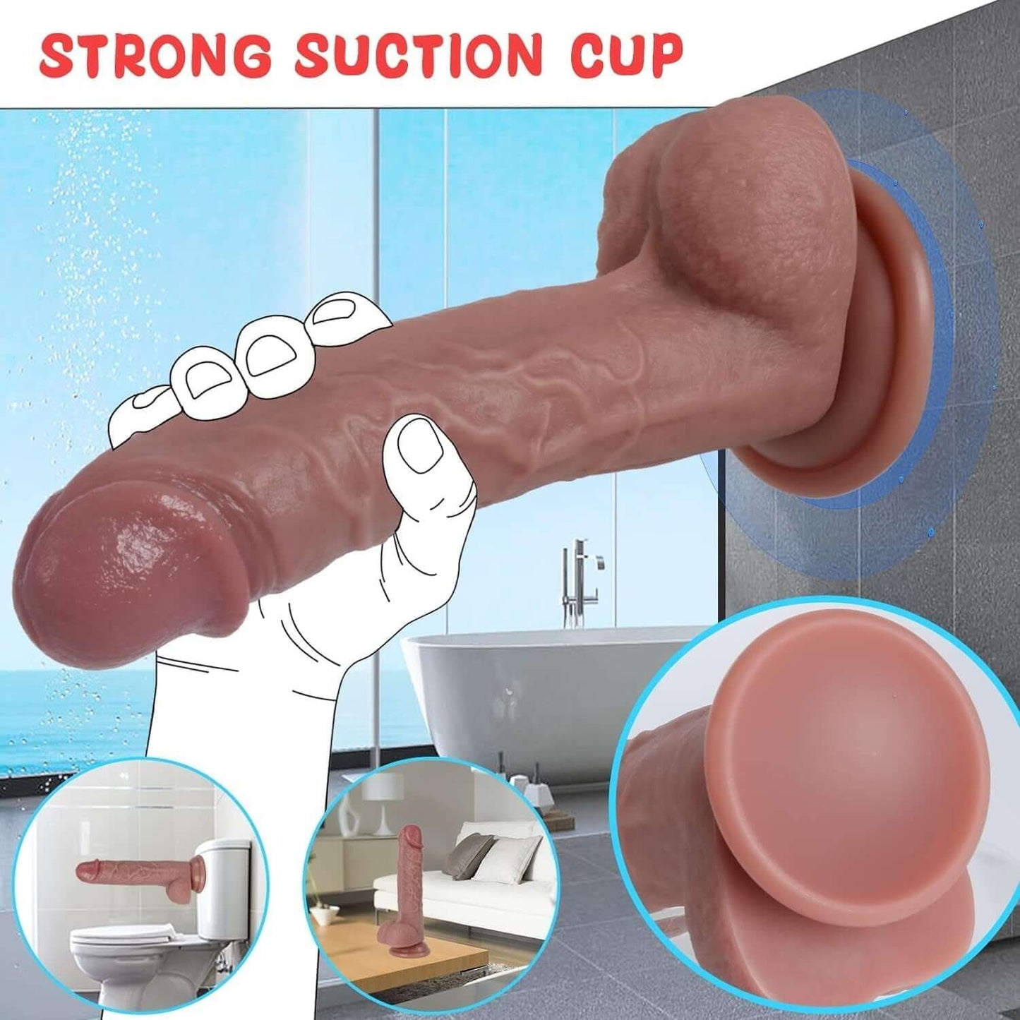 7.8 Inch Realistic Silicone Dildo for Women and Couple