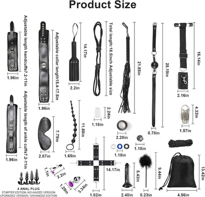 36Pcs BDSM Bondage Sex Toys Sets, Upgrade Restraints Gear & Accessories, Sex Toy Kit for Women and Couples, Adults Toys with Handcuffs Sex and Anal Plug and Storage Bag