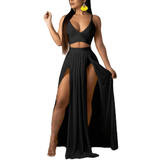 Sexy Chiffon Strap Split Maxi Dress