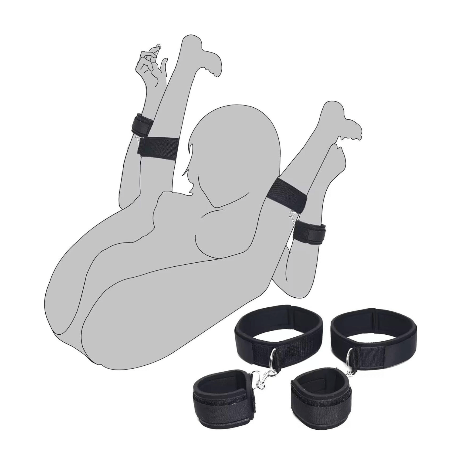 Wrist and thigh restraints set from Club69, designed for enticing play and heightened pleasure with strong, padded straps.