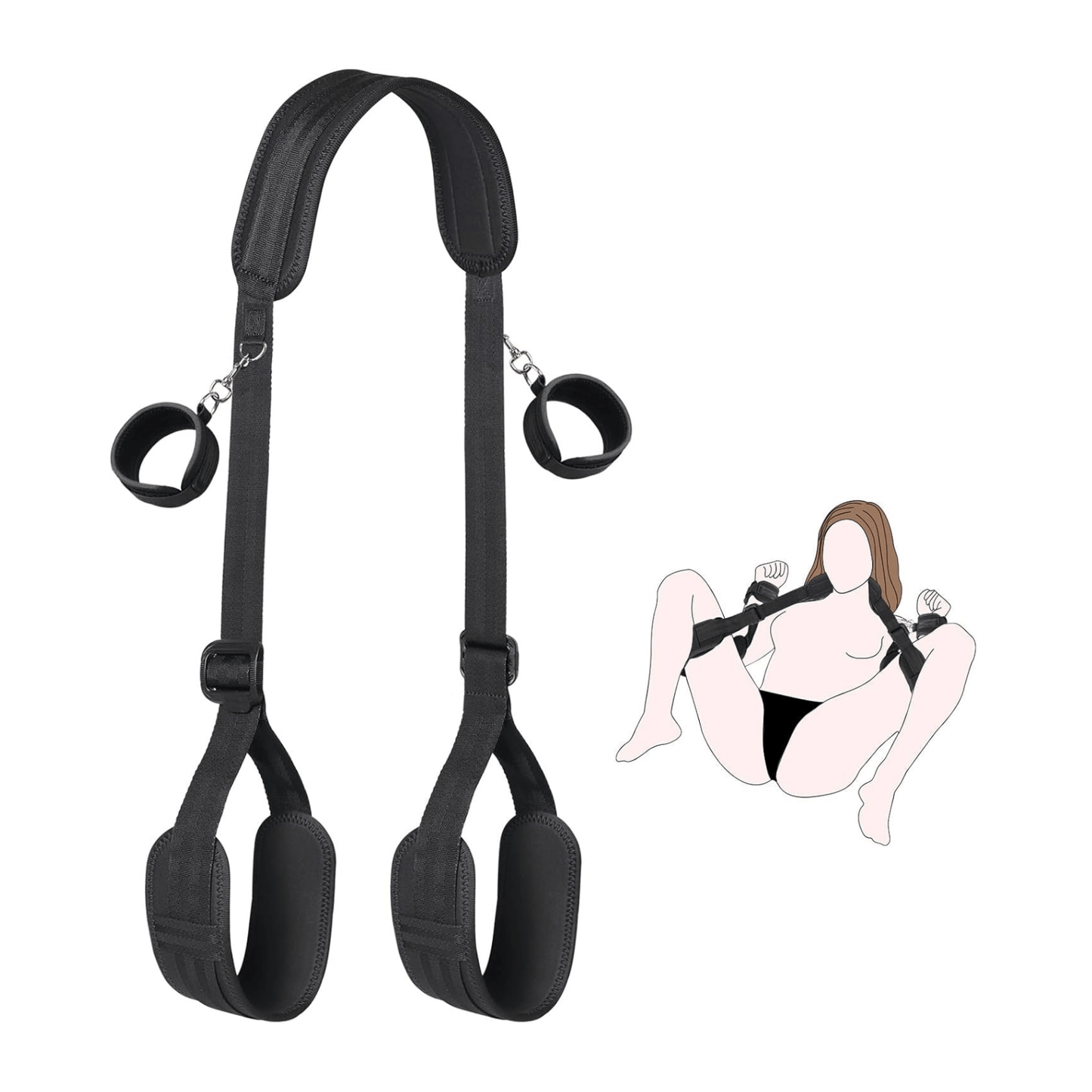 Adjustable leg straps and handcuffs for ultimate sensory pleasure and exploration.