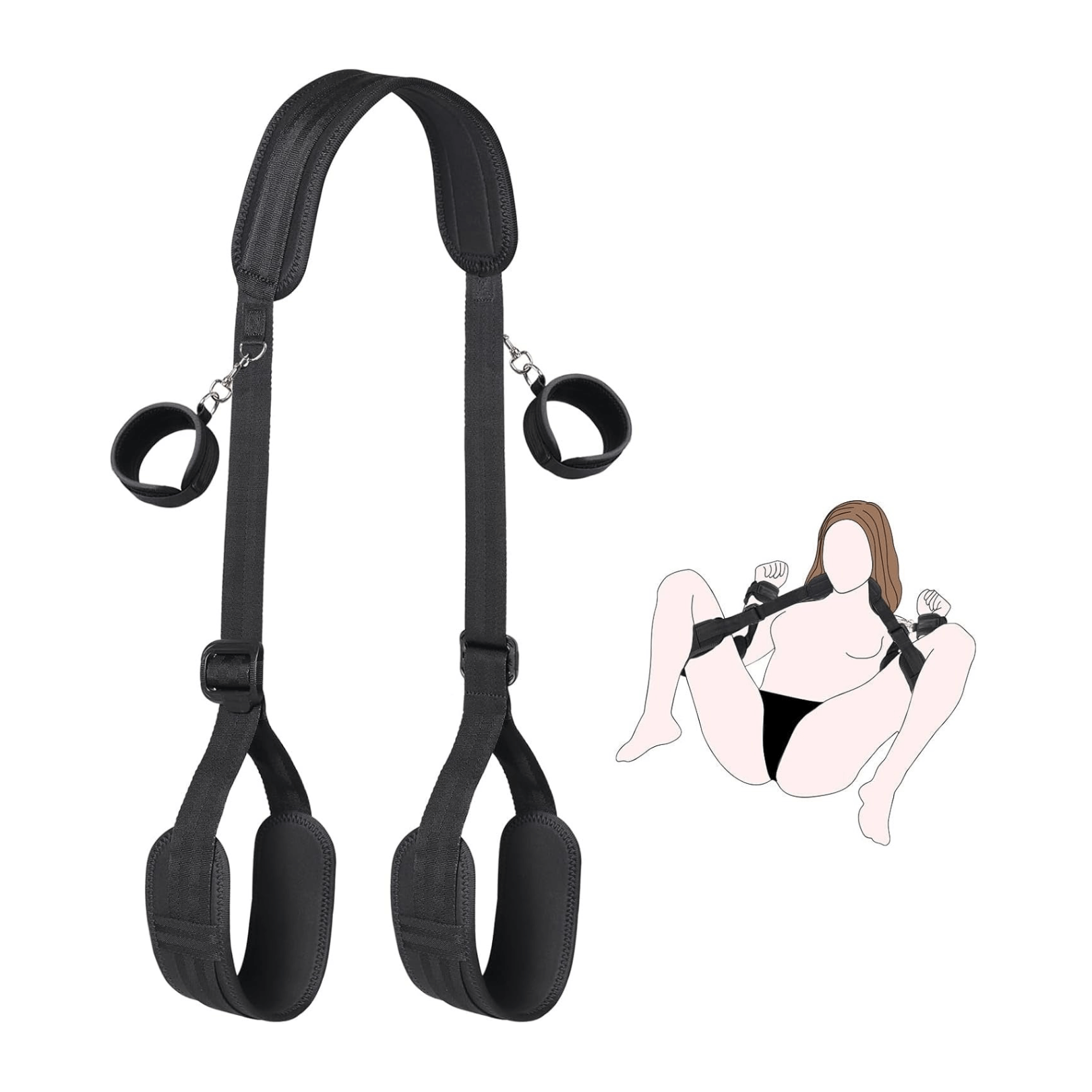 Adjustable leg straps and handcuffs for ultimate sensory pleasure and exploration.