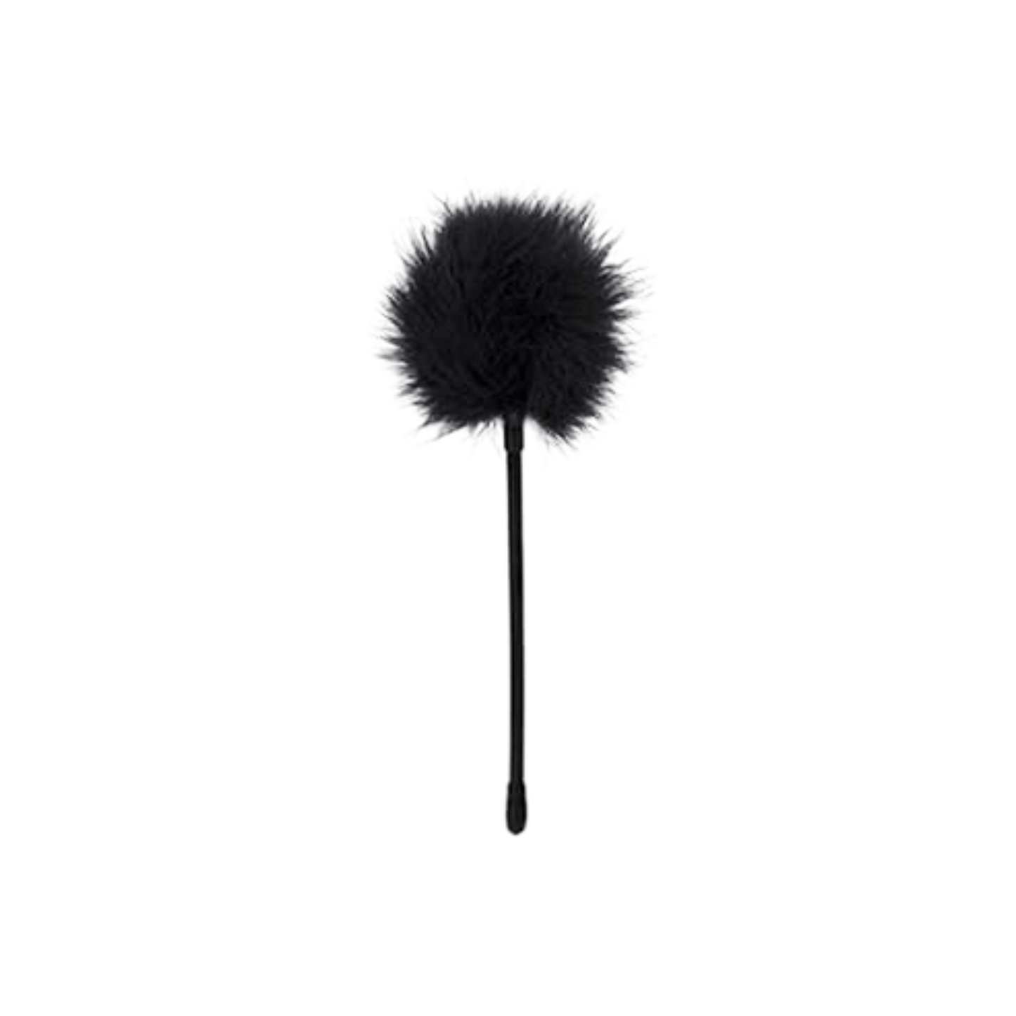 Black feather tickler for sensory play, perfect addition to bondage kits and intimate experiences.