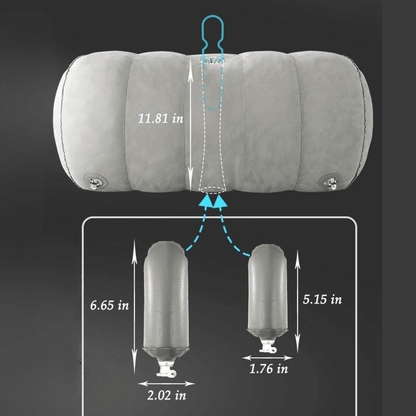 Heart shaped inflatable cushion dimensions and cuffs illustration, ideal for bedroom creativity and comfort.