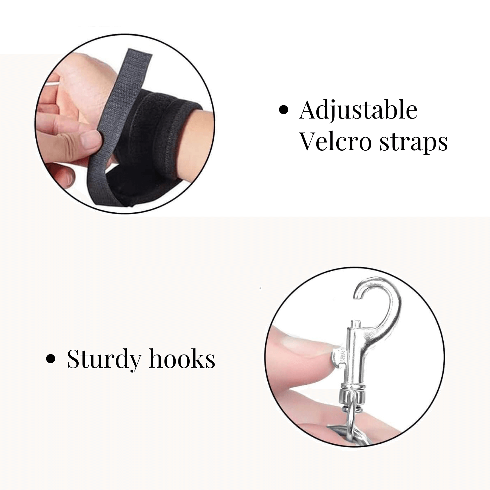 Adjustable Velcro straps and sturdy hooks from the Bed/Chair Restraints Kit for secure attachment and comfort.