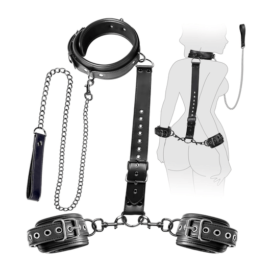 Luxury Neck to Wrist Restraints Kit with Traction Chain