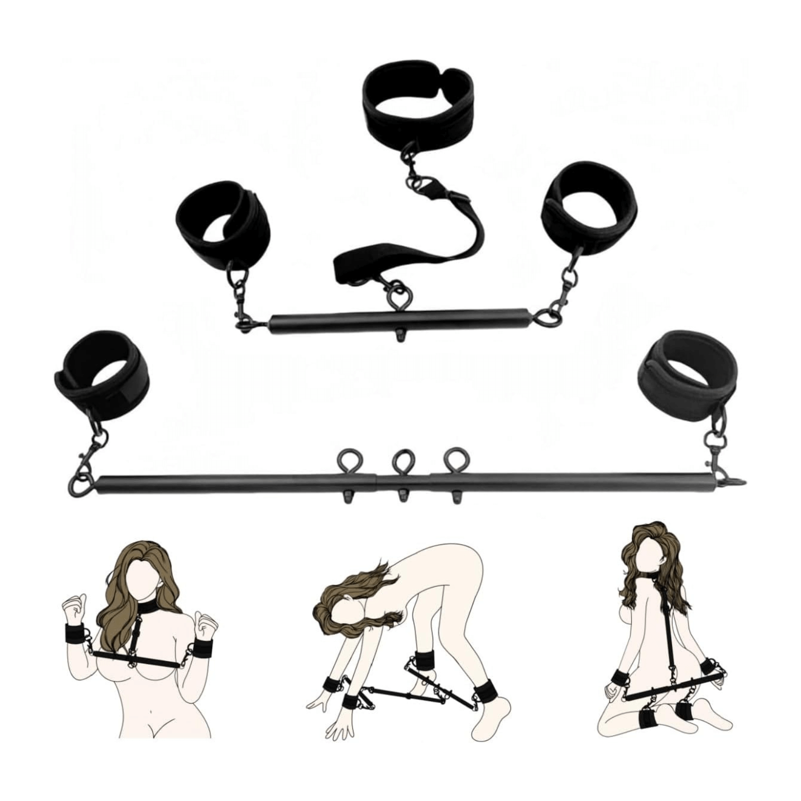 Spreader Bar Set with Wrist Ankle Neck Collar