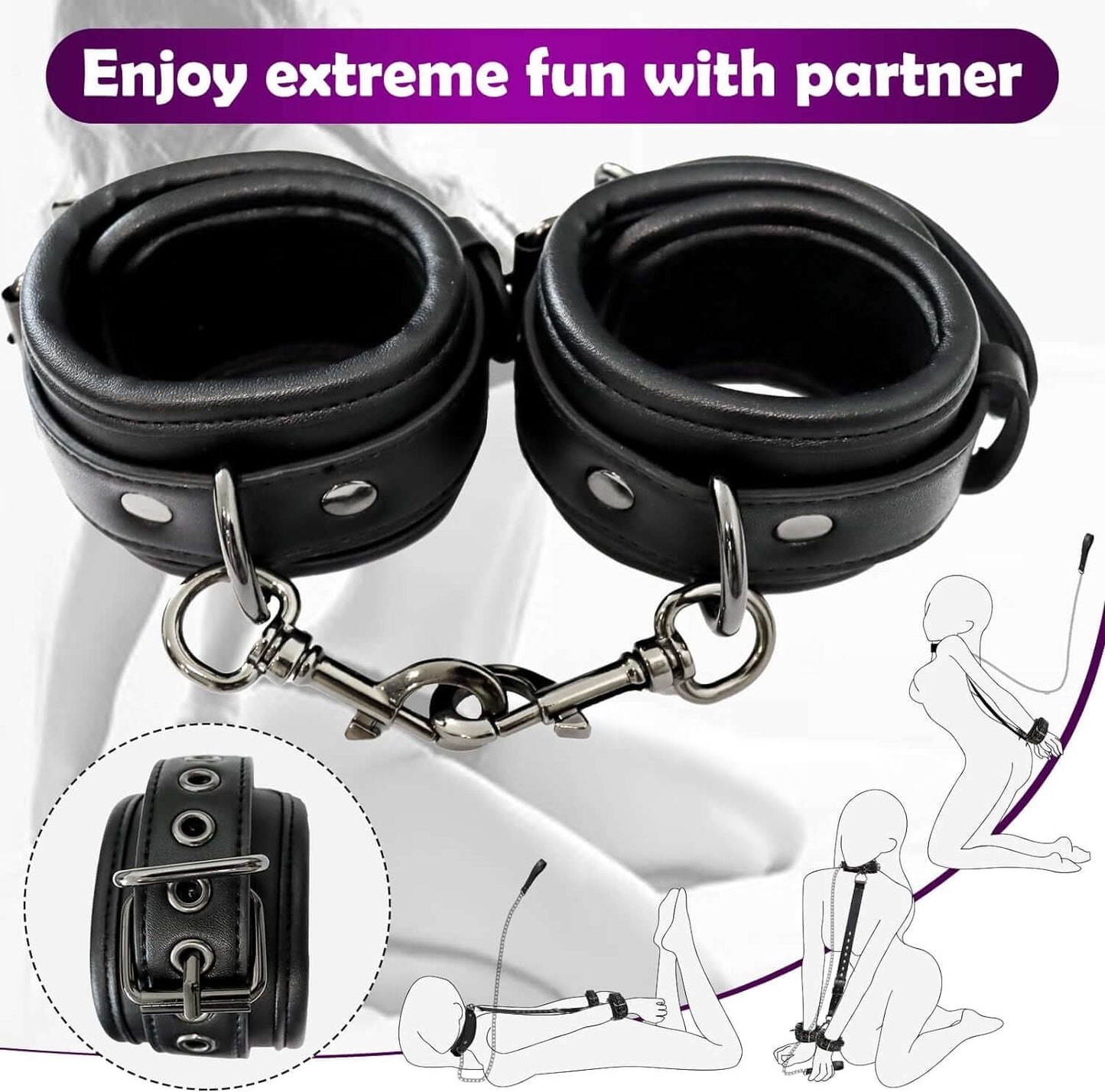 Luxury Neck to Wrist Restraints Kit with Traction Chain
