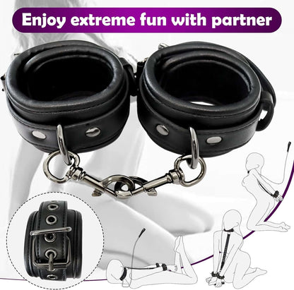 Luxury Neck to Wrist Restraints Kit with Traction Chain